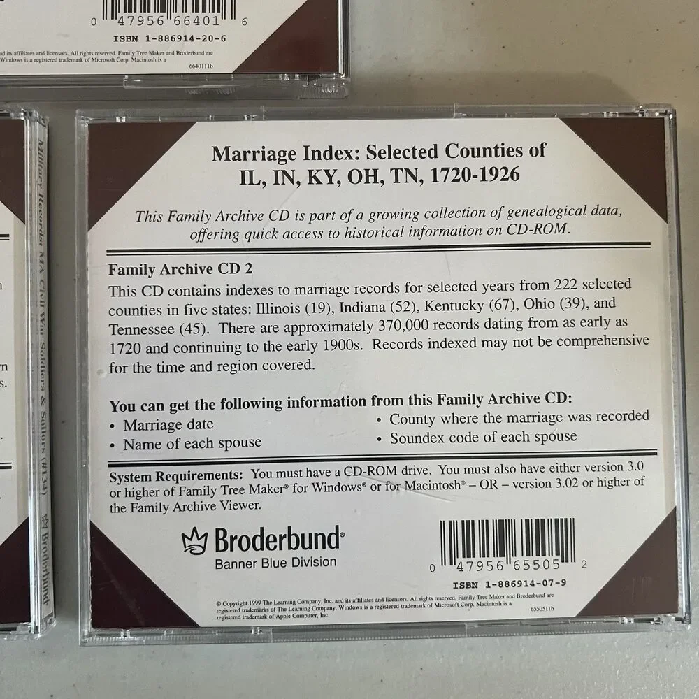 Lot Of 5 Family Tree Maker's Family Archives CDs Military Marriage Genealogy